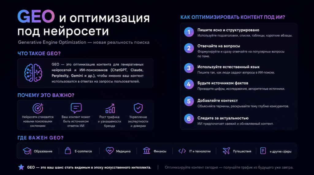 GEO-оптимизация сайта для выдачи в нейросетях