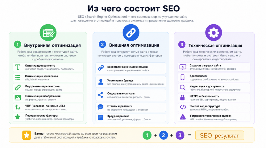Виды SEO-оптимизации, внутренняя, внешняя и техническая
