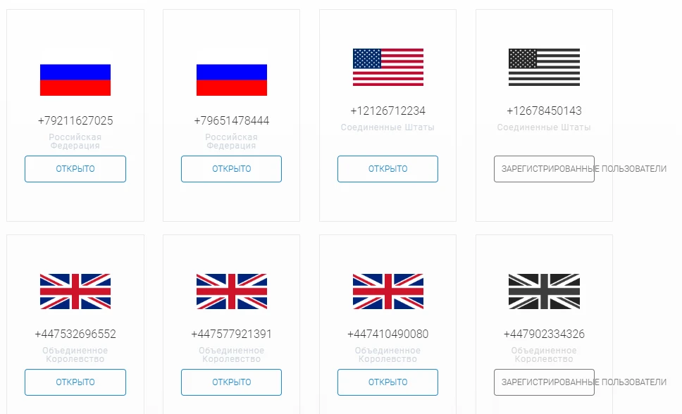 Бесплатные номера для приема смс