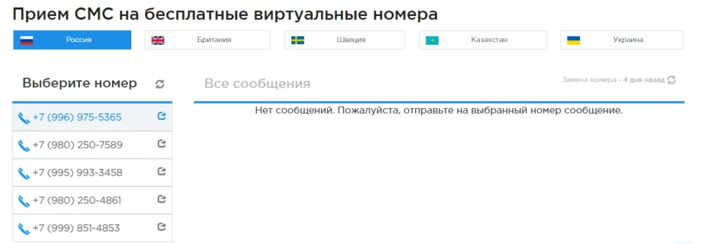 Бесплатные номера для приема смс