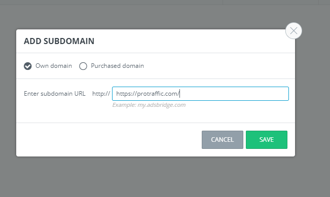 Добавьте в сервис свой домен. Для этого в меню слева выбираем “Domains” - нажимаем “+” - заполняем поля. 
