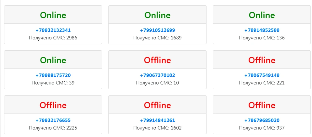 Каталог фейковых номеров