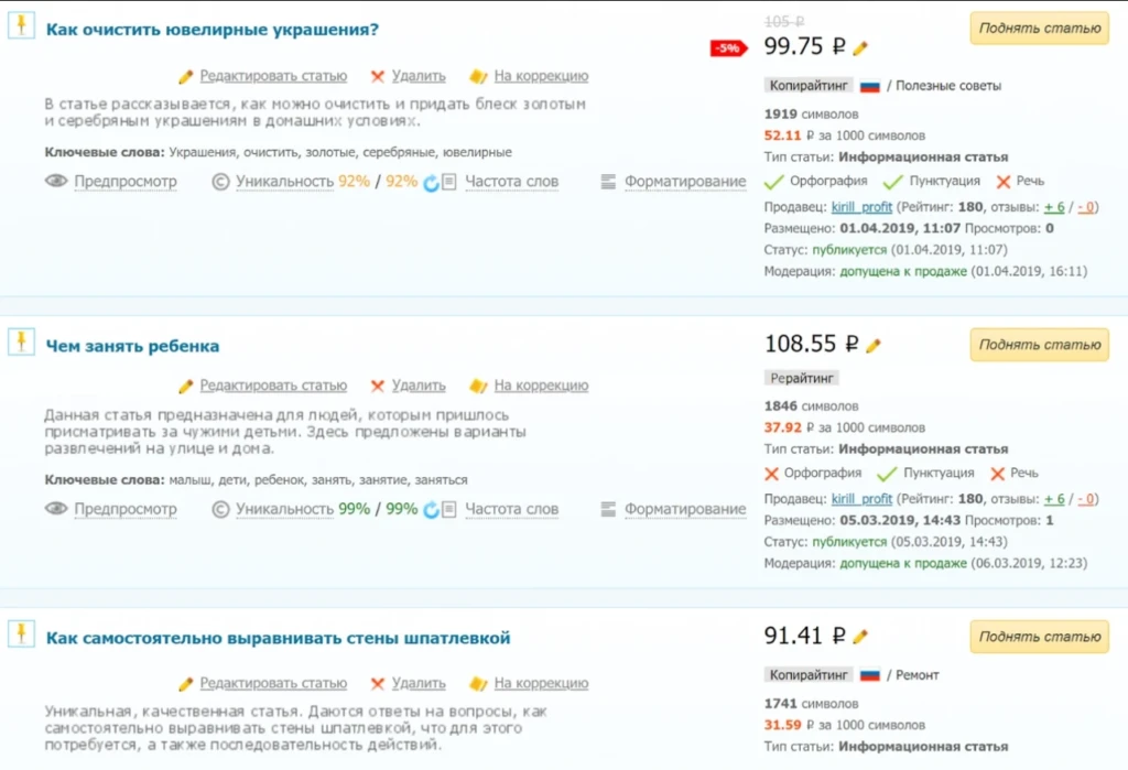 статьи для написания