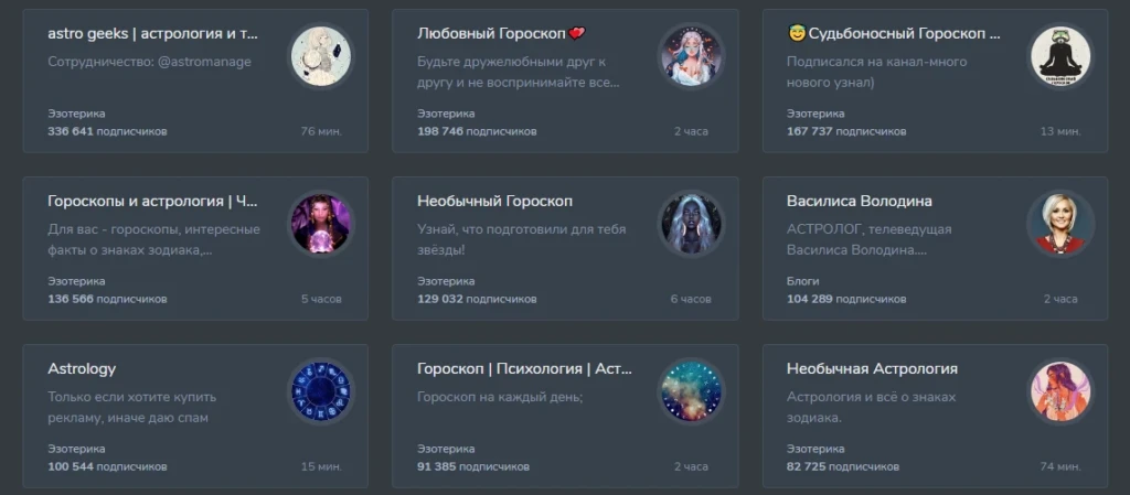 как эстетично назвать канал про астрологию в телеграмме