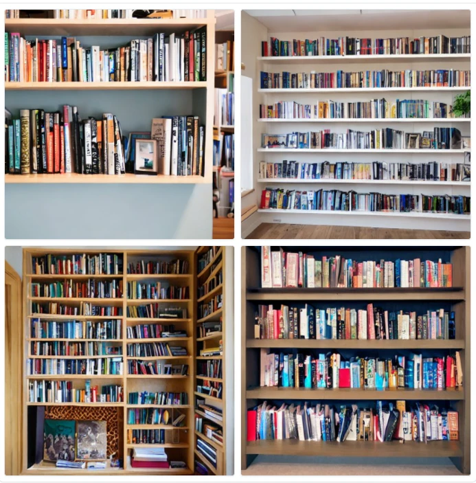 bookshelf with photos