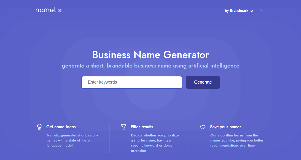 Namelix: обзор нейросети для генерации названия и логотипа для бренда