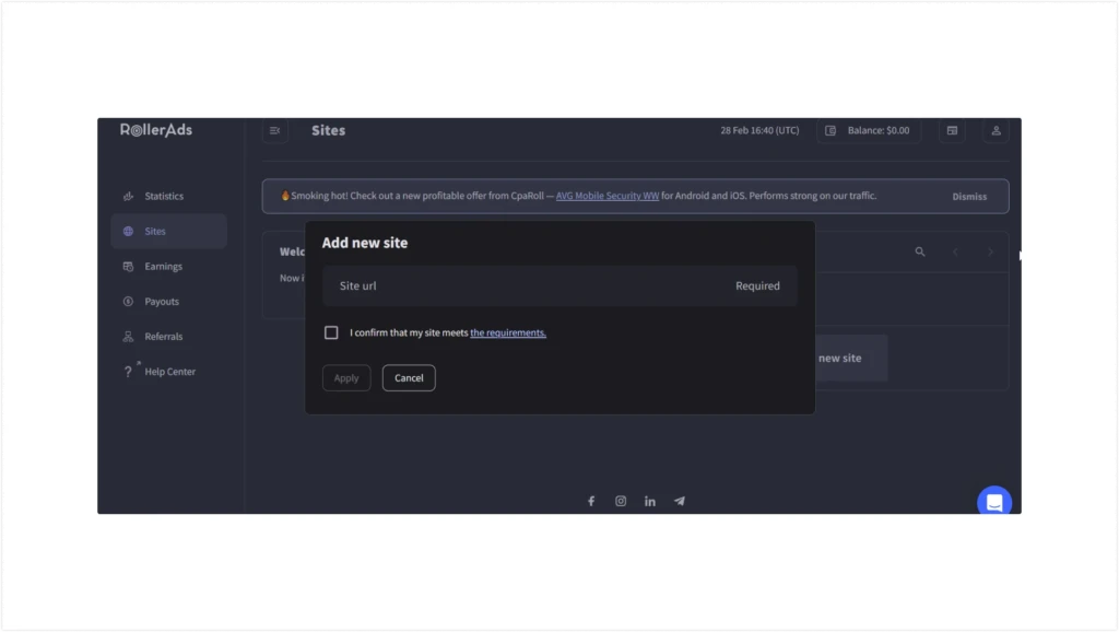 Зарабатывайте на пушах со своих сайтов с RollerAds