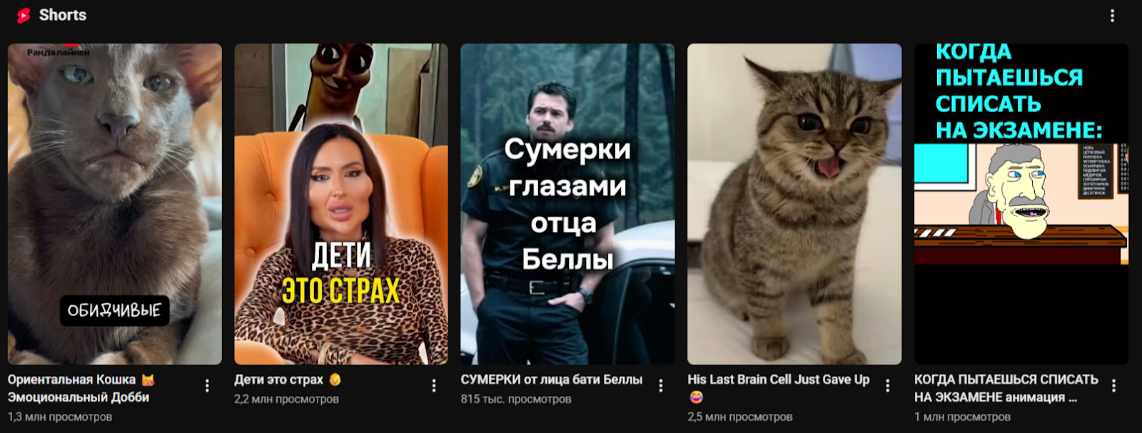 шортсы в ютубе