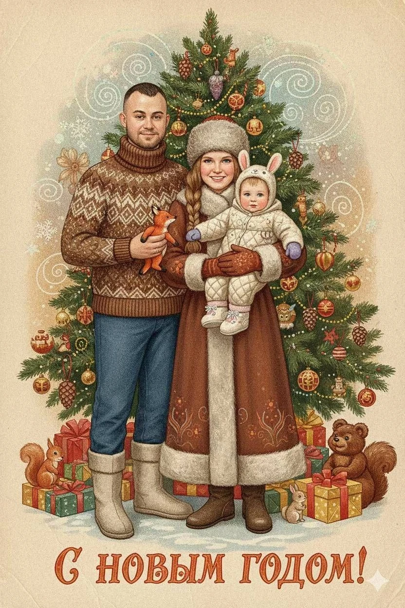 советская открытка в ии