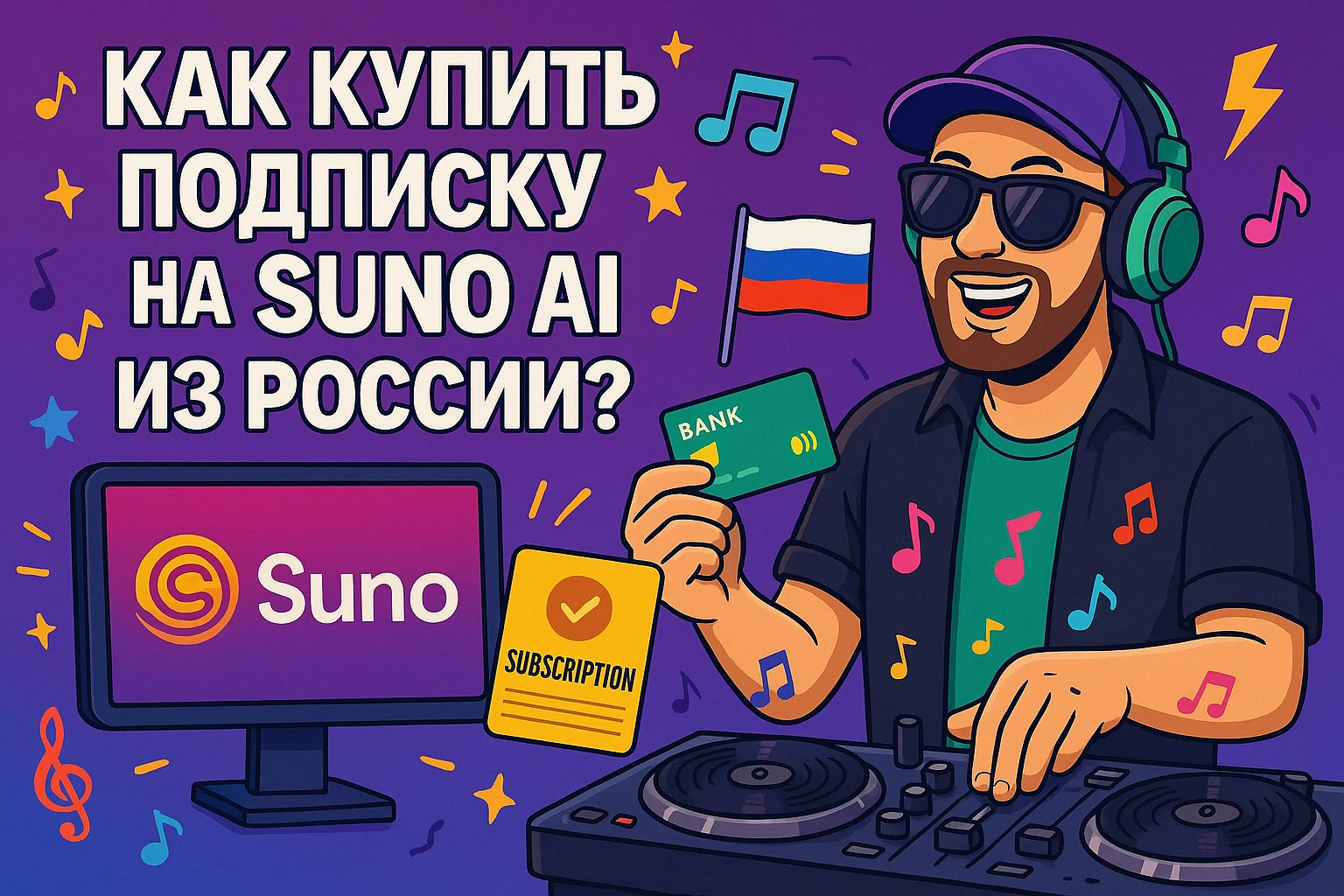Suno AI: как купить Pro-подписку из России, активировать триал и управлять аккаунтом
