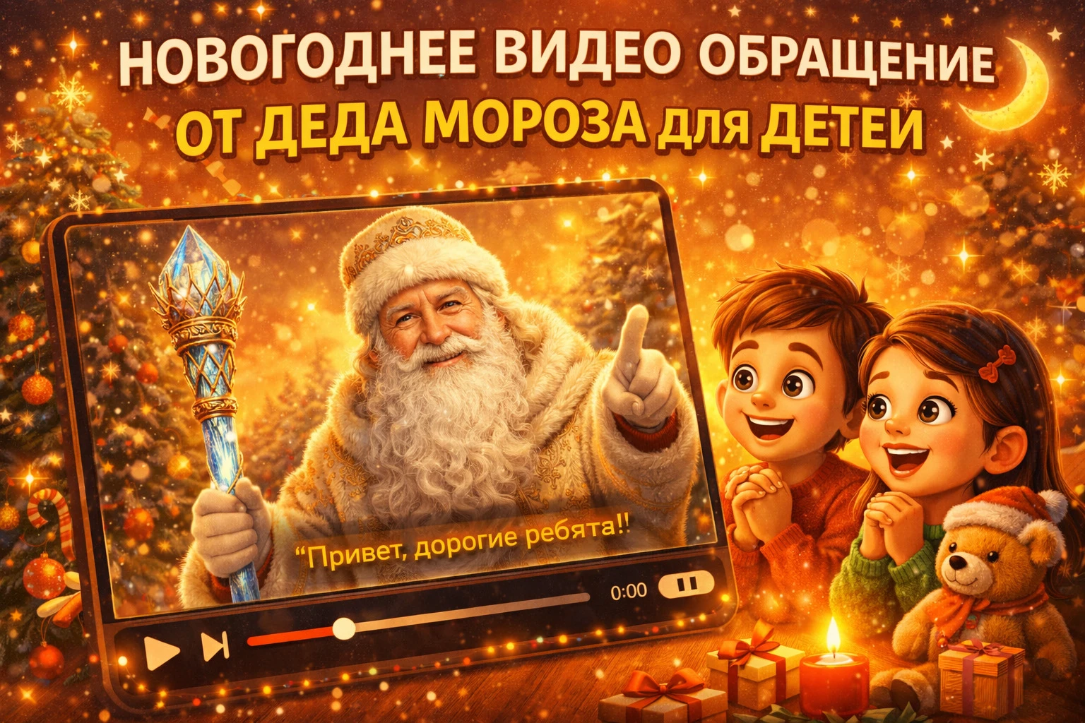 Новогоднее видео с Дедом Морозом: как создать поздравление ребёнку с голосом и без монтажа