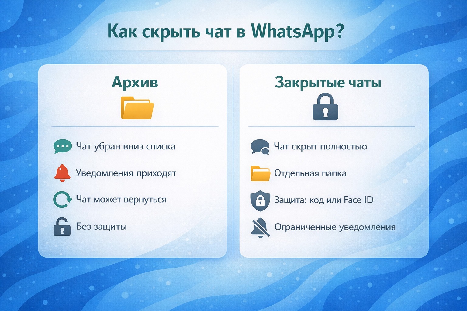 сравнение закрытия чатов
