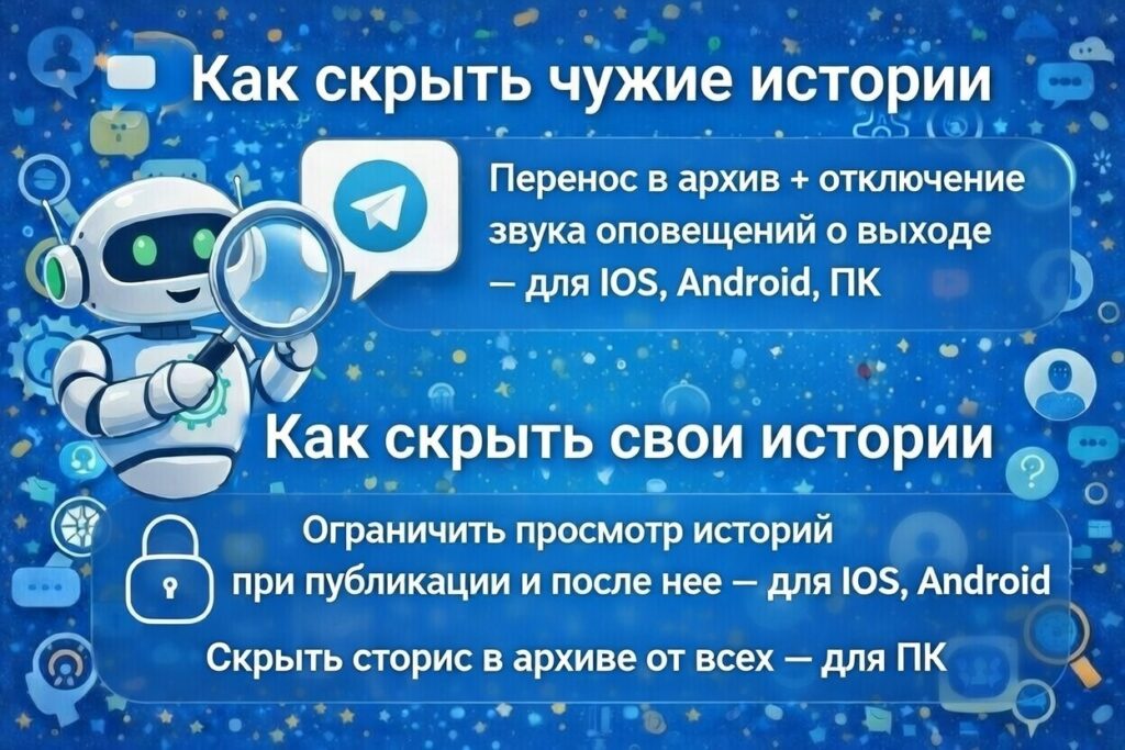 Как скрыть свои и чужие истории в Telegram на телефоне и ПК