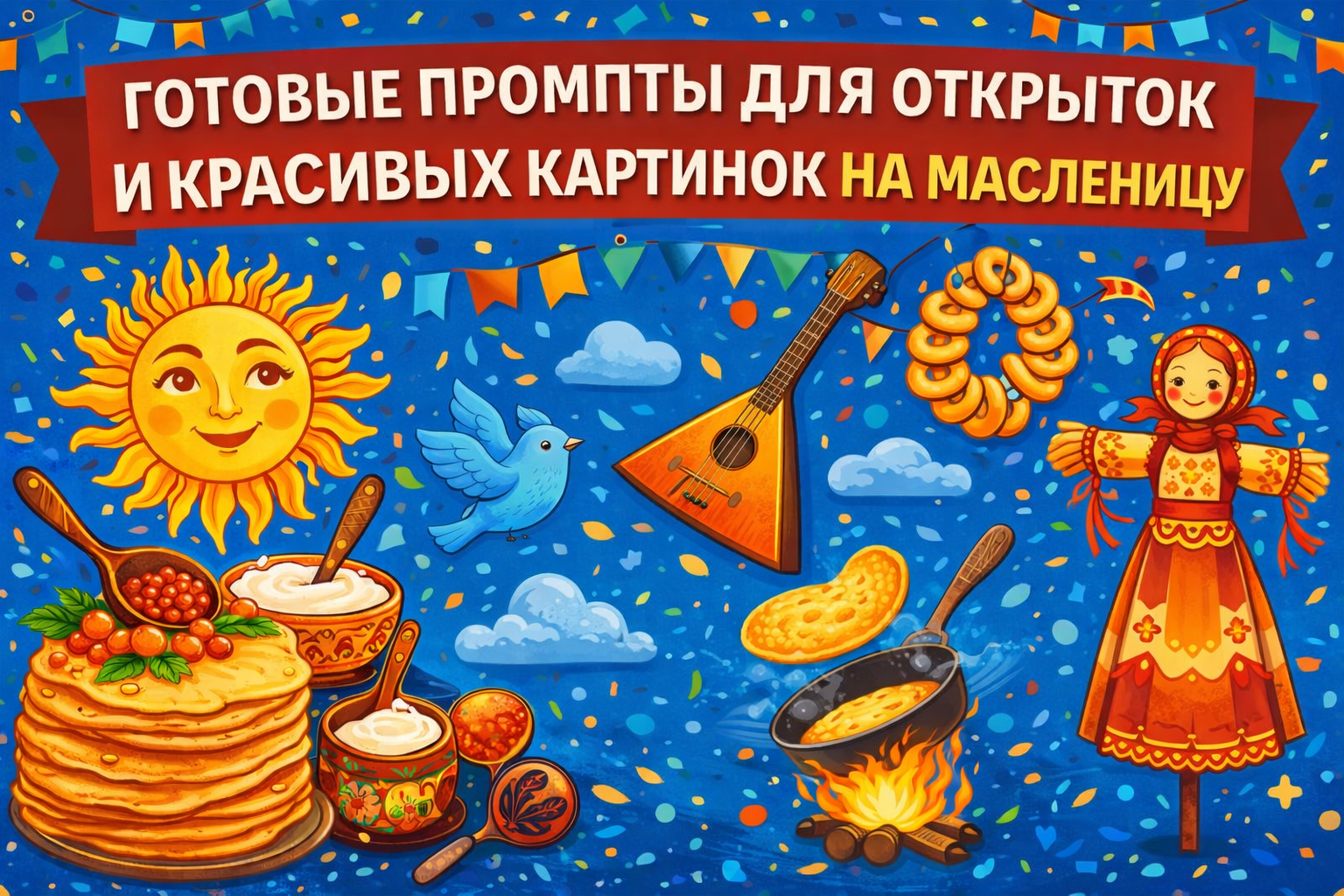 Готовые промпты для изображений к Масленице: как создать открытку бесплатно