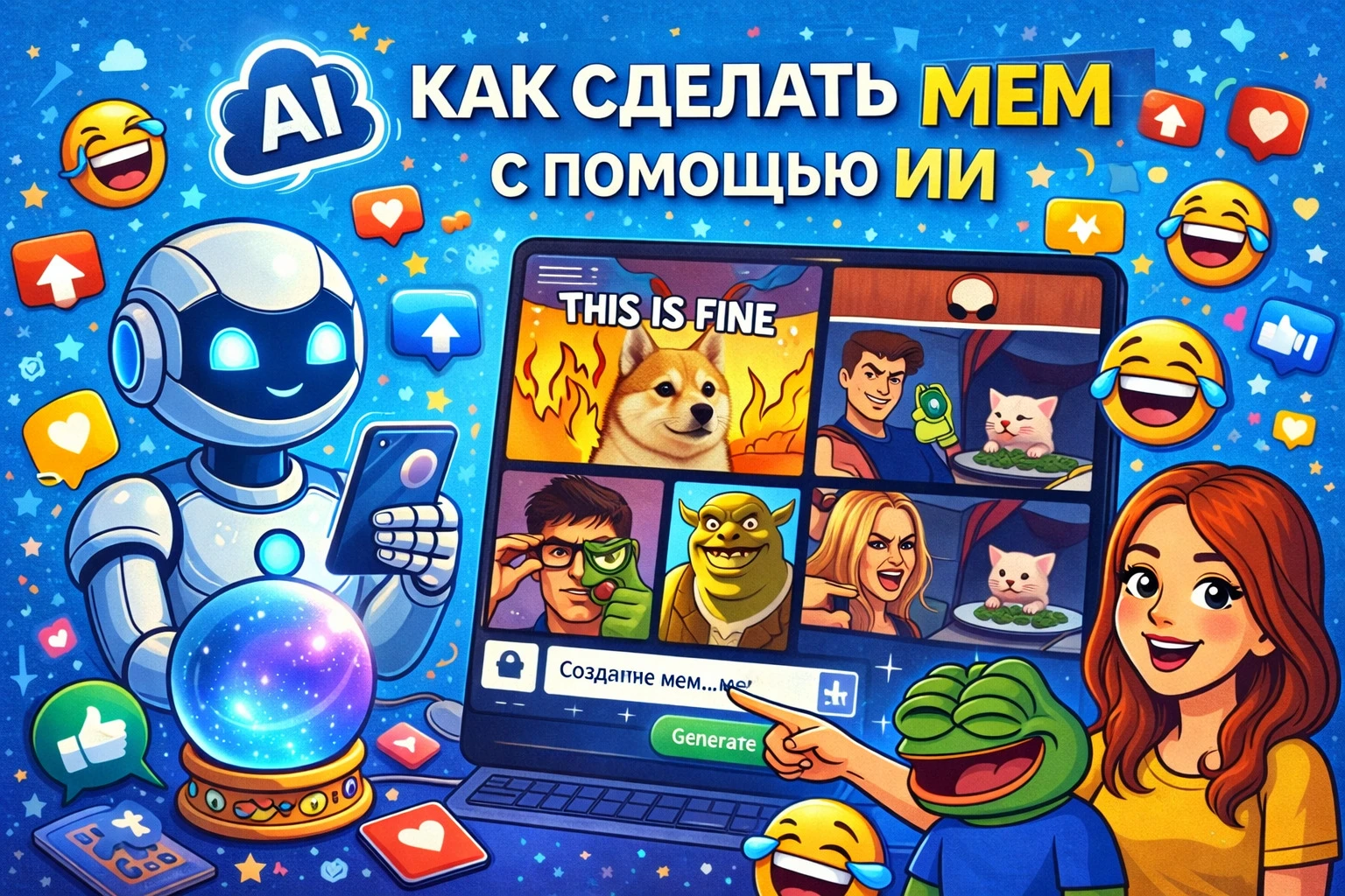 Как сделать мем с помощью ИИ: лучшие нейросети и рабочие промты