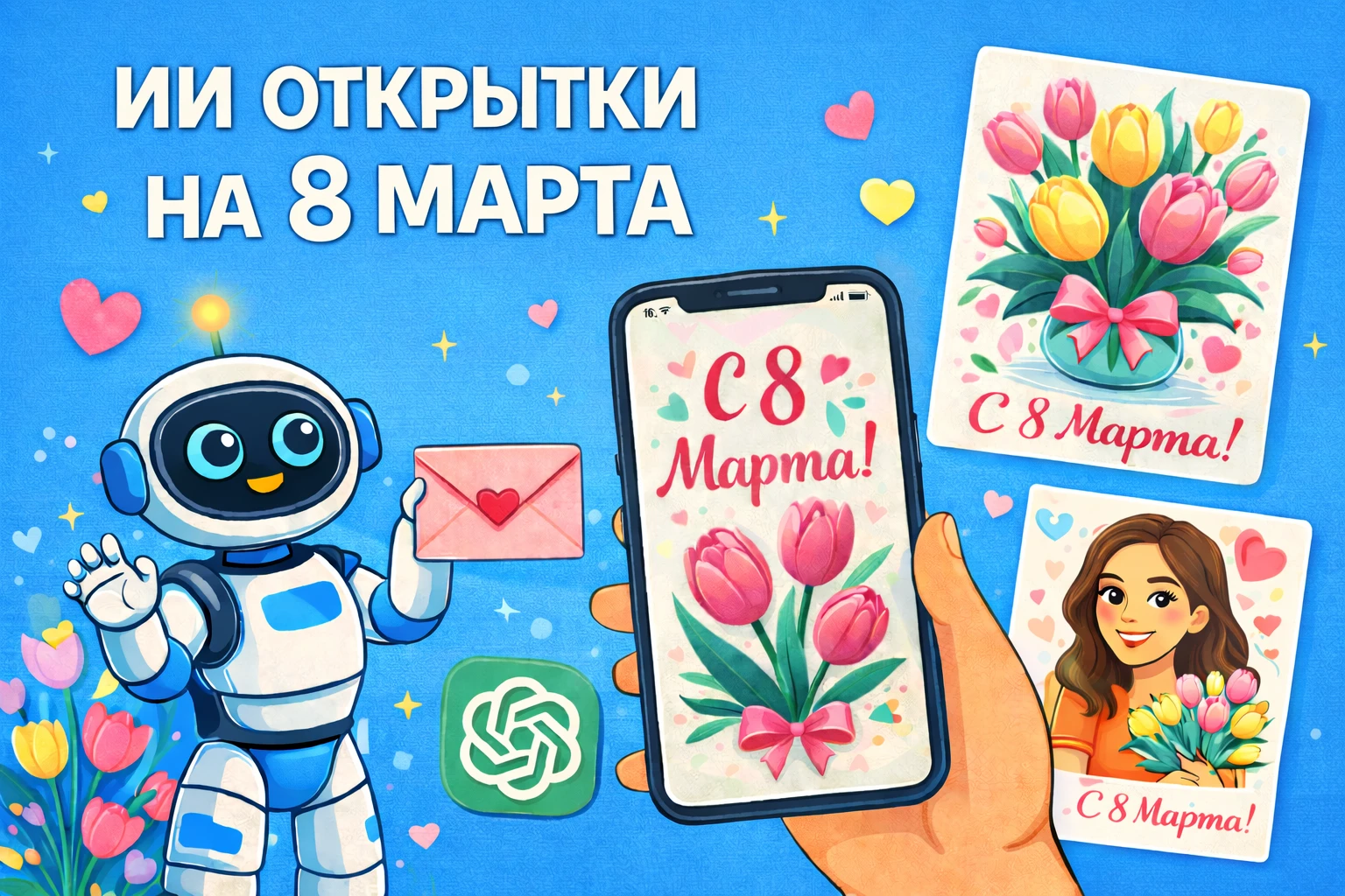 ИИ открытки на 8 Марта: как нейросети помогают поздравить и удивить женщин