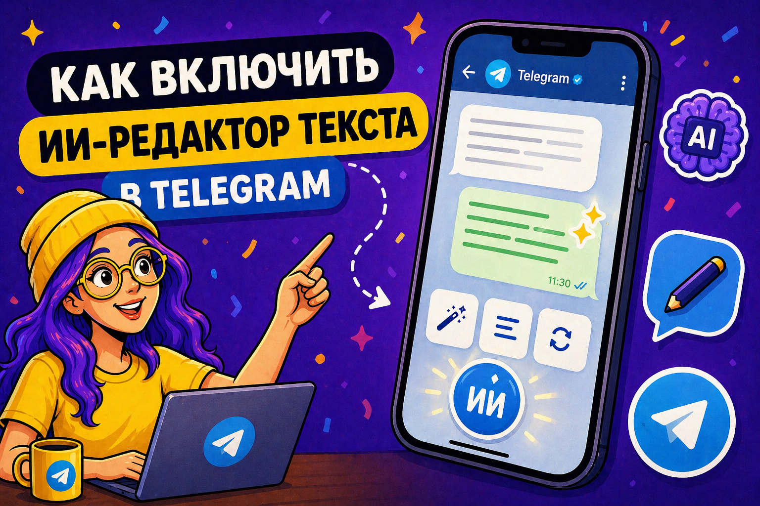 Гайд 2026: как найти и активировать ИИ-редактор в Telegram