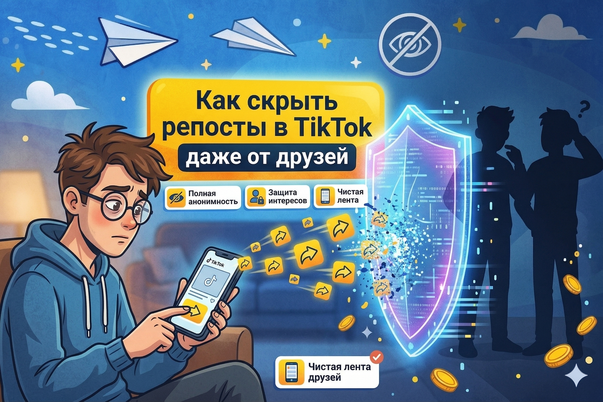 Как скрыть репосты в TikTok даже от друзей и сделать их анонимным