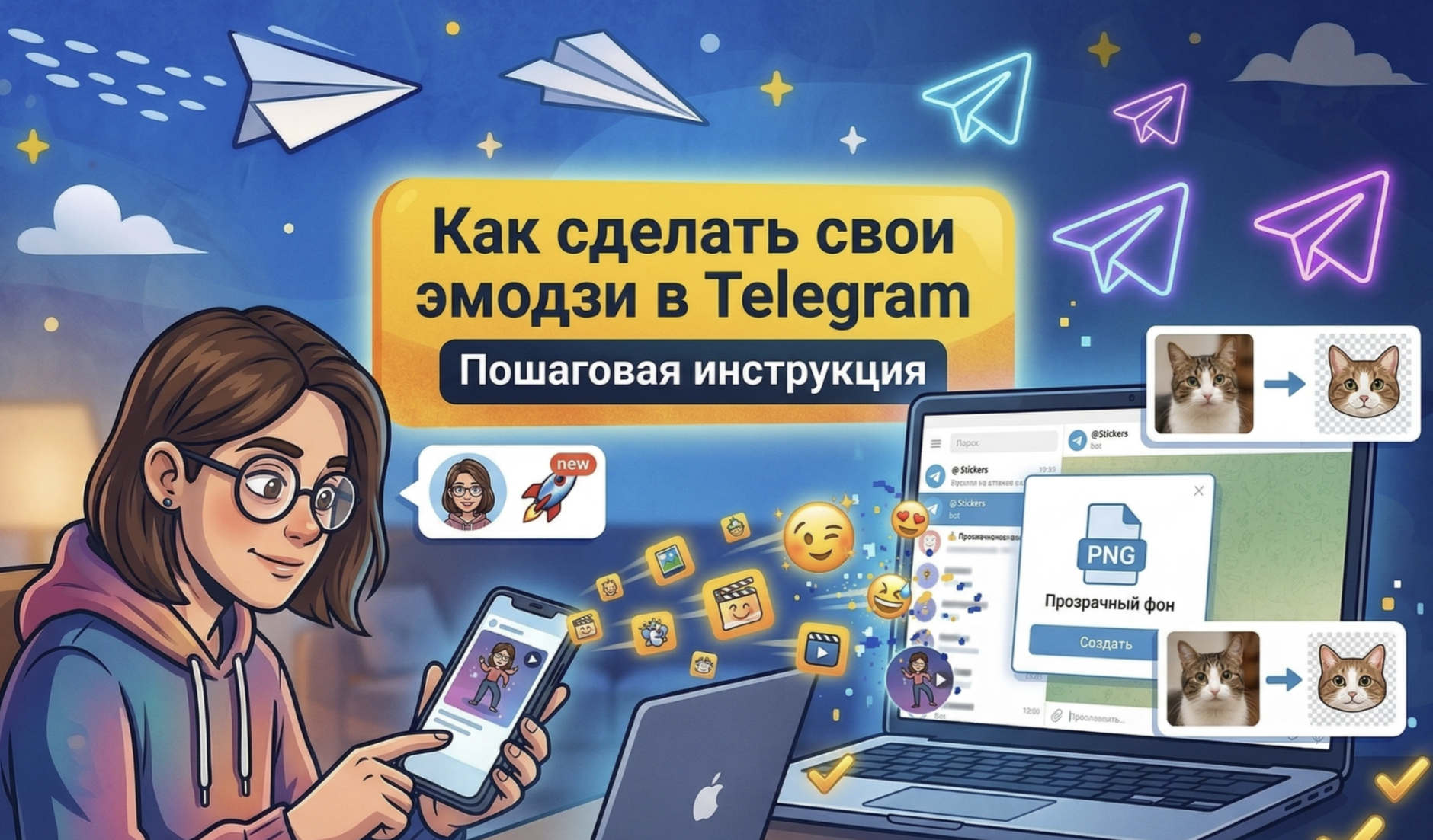 Как сделать свои эмодзи в Telegram: создание собственного пака эмодзи