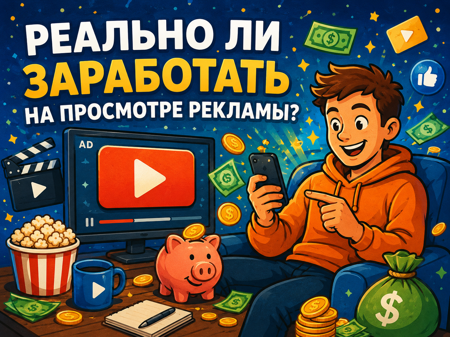 Как зарабатывать деньги на просмотре рекламы?