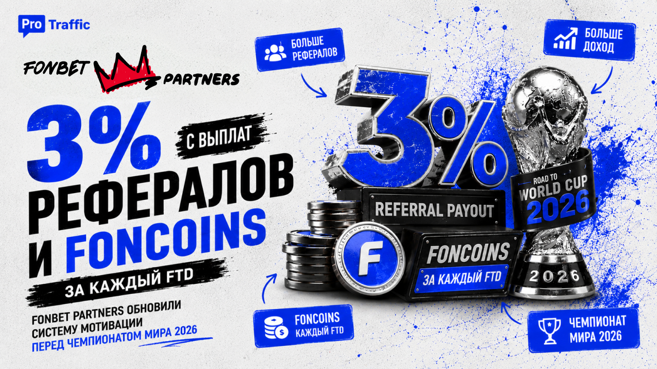 3% с выплат рефералов и FONCoins за каждый FTD: Fonbet Partners обновили систему мотивации перед Чемпионатом мира 2026