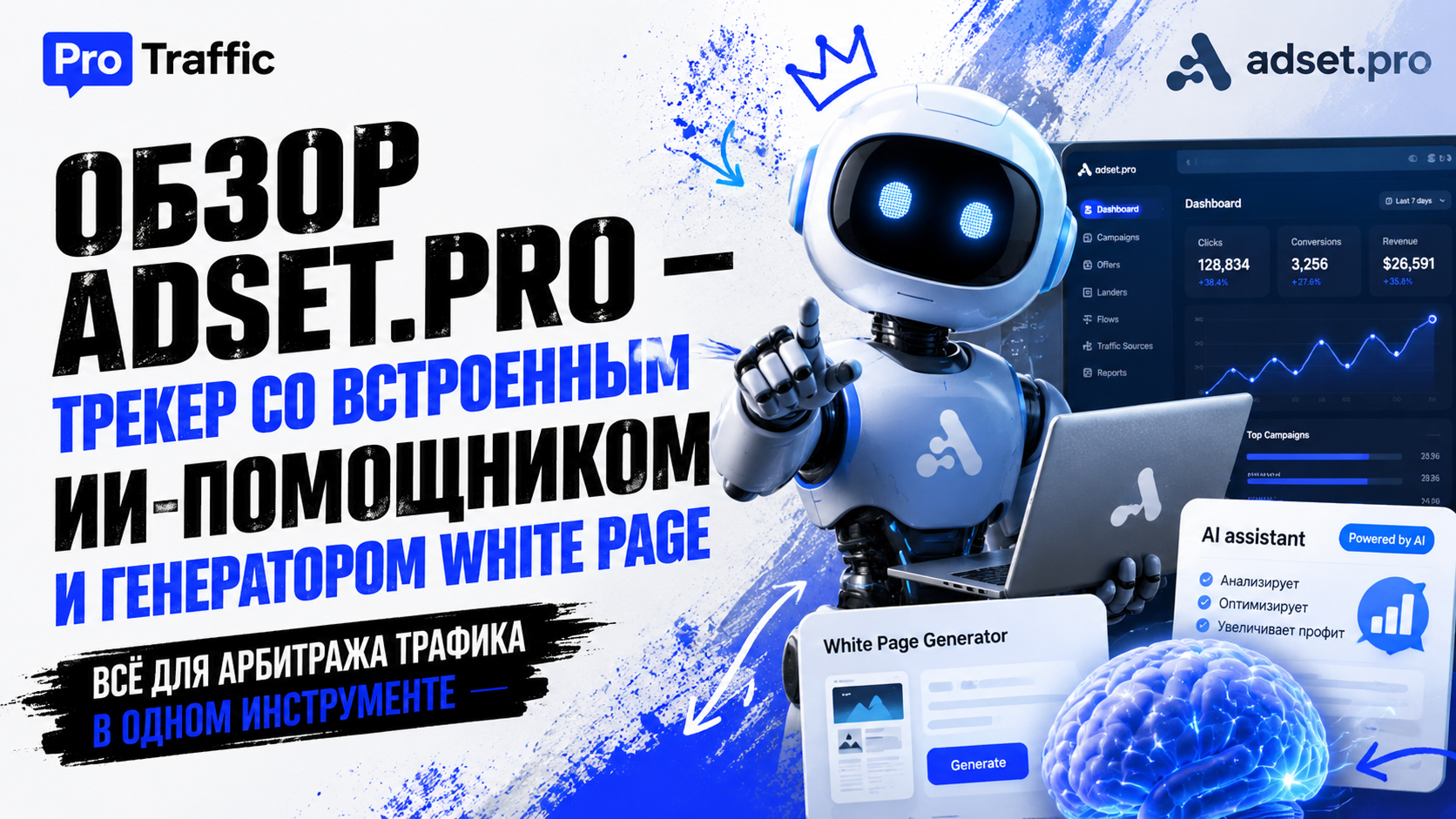 Обзор adset.pro — трекер со встроенным ИИ-помощником и генератором White Page