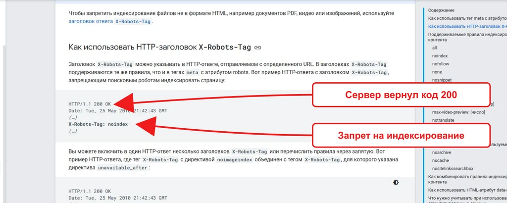 Пример использования HTTP-заголовка X-Robots-Tag для запрета индексации страниц.