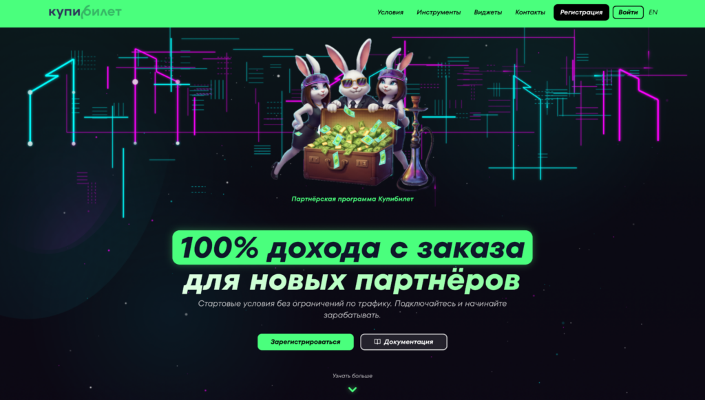 Обзор партнерской программы Купибилет: CPS до 5%, виджеты и 30 дней сookie