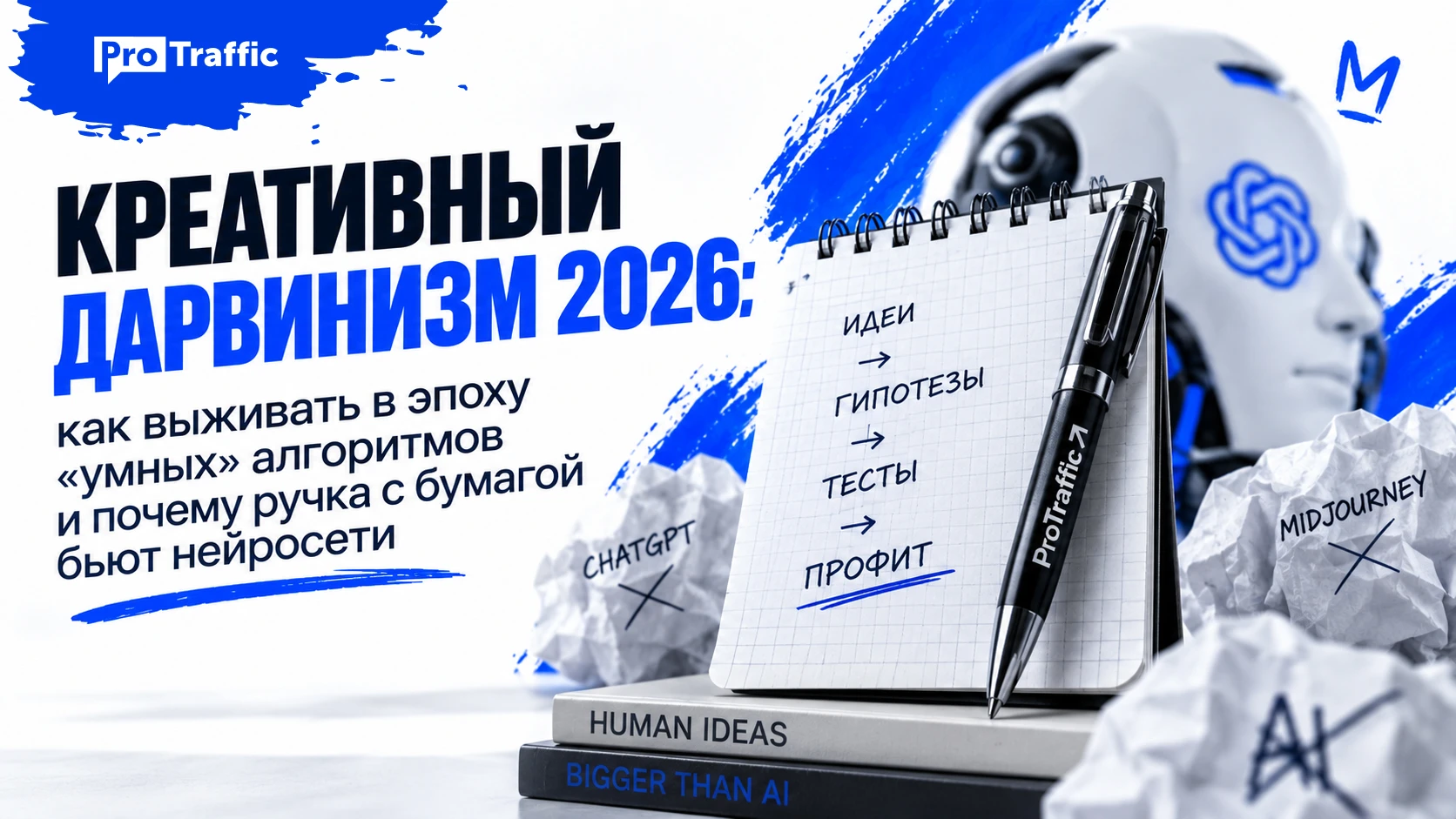 Креативный дарвинизм 2026: как выживать в эпоху «умных» алгоритмов и почему ручка с бумагой бьют нейросети