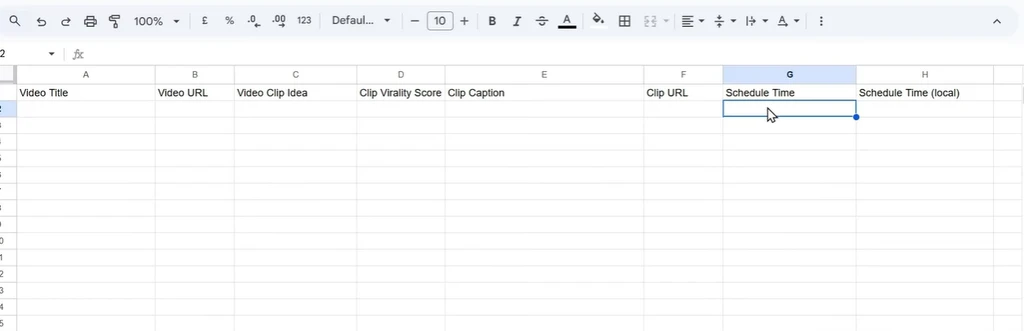 Таблица в Google Sheets для планирования видео-контента и анализа его эффективности.
