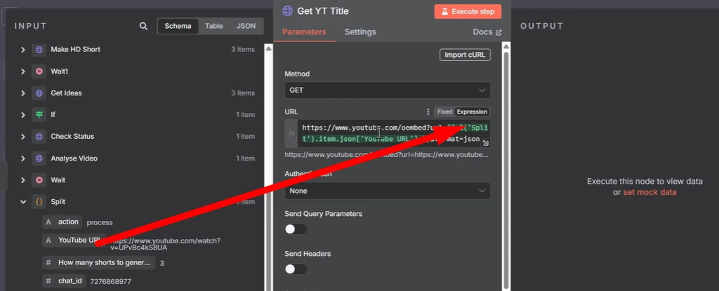 Интерфейс программы для получения заголовка видео с YouTube через API.