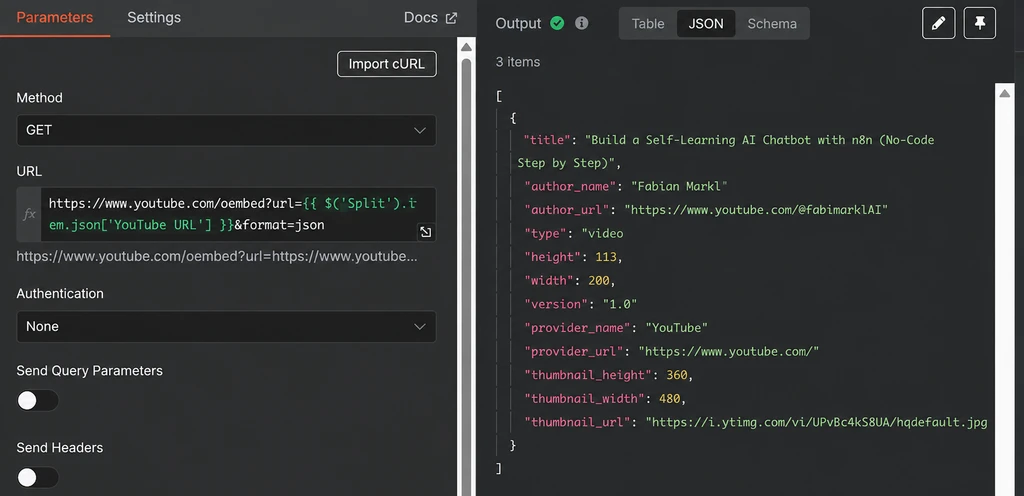 Интерфейс инструмента для работы с API и запросами к YouTube.