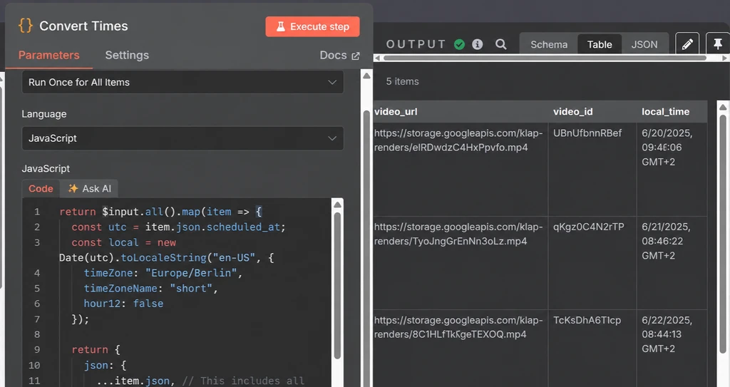 Интерфейс для конвертации временных меток с использованием JavaScript и параметров.